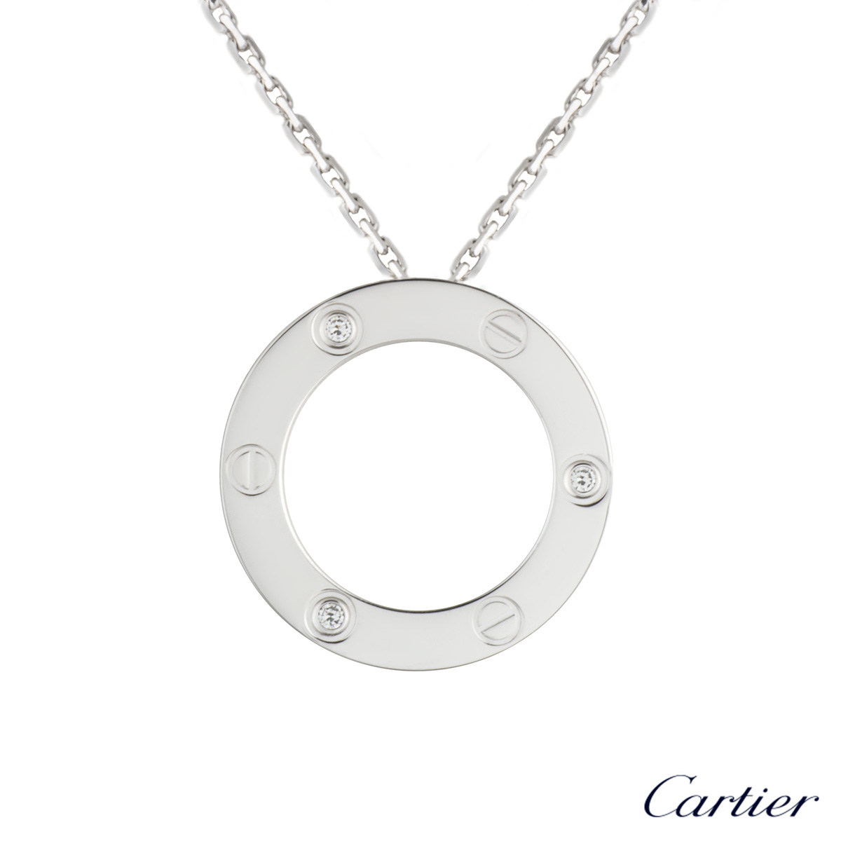 Cartier 18k White Gold Diamond Set Love Necklace B P B7014600